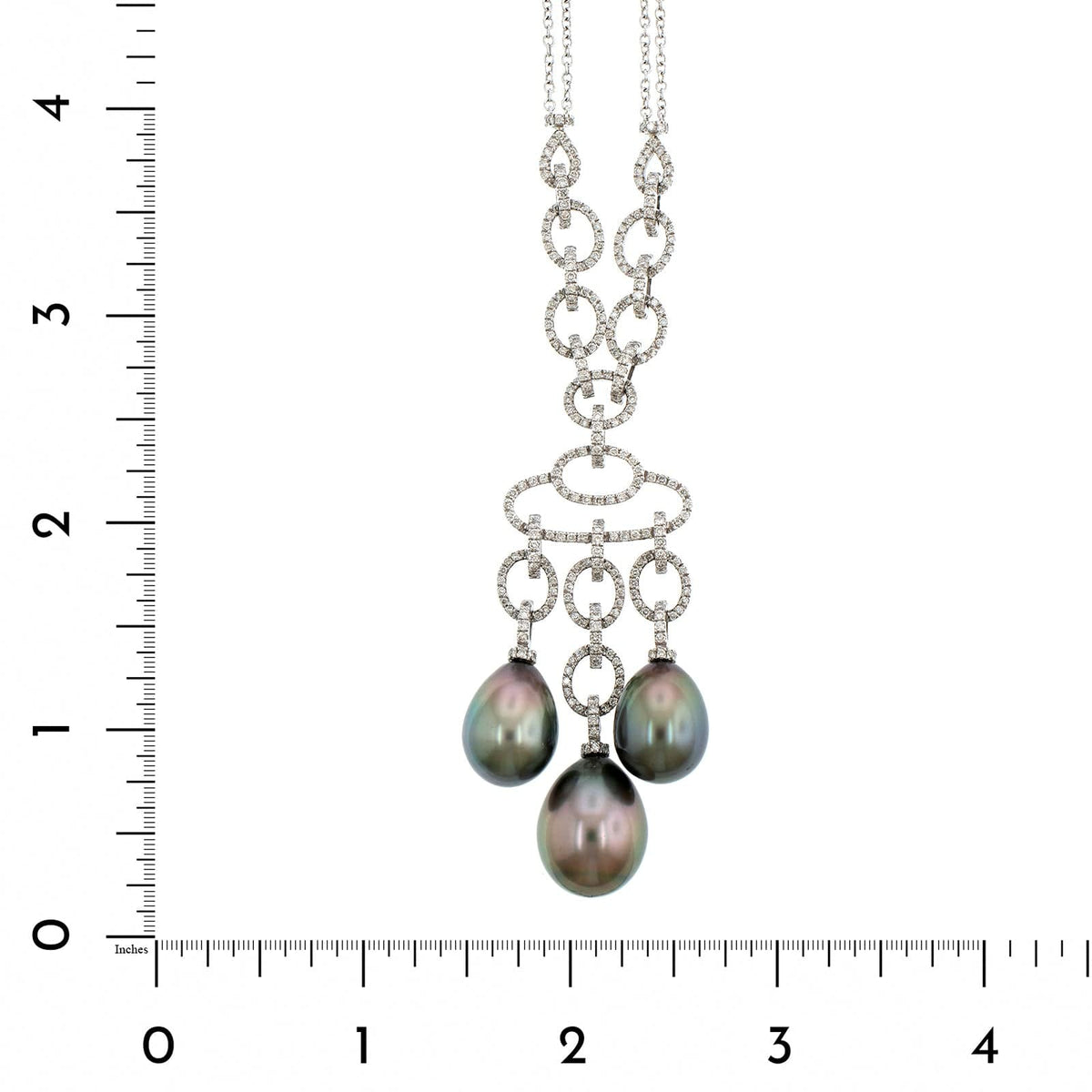 Eclat Jewels 18K White Gold Black South Sea Pearl and Diamond Necklace Earring Set