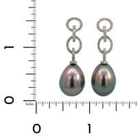 Eclat Jewels 18K White Gold Black South Sea Pearl and Diamond Necklace Earring Set