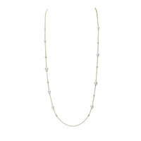 Mikimoto 18K Yellow Gold Diamond and Akoya Pearl Station Necklace