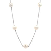 Mikimoto 18K White Gold and White South Sea Pearl Station Necklace