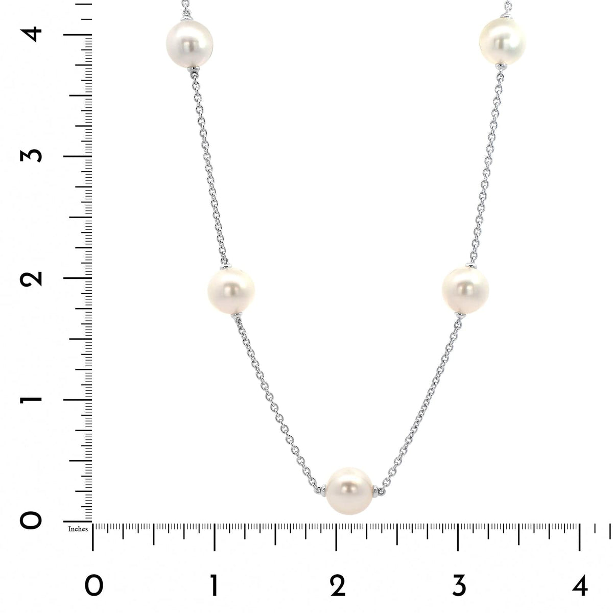 Mikimoto 18K White Gold and White South Sea Pearl Station Necklace