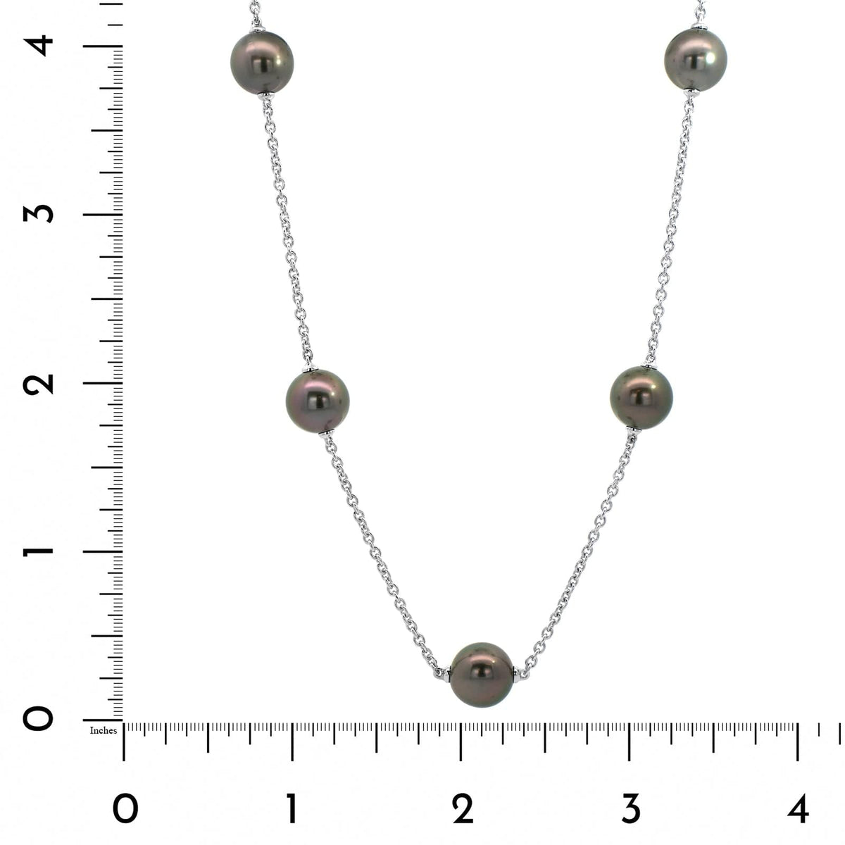 Mikimoto 18K White Gold and Black South Sea Pearl Station Necklace