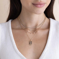 Zoe Chicco 14K Yellow Gold Diamond and Dangling Pearl Tube Bar Chain Necklace
