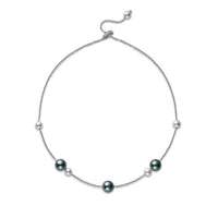 Mikimoto 18K White Gold Pearls in Motion Black South Sea and Akoya Cultured Pearl Necklace with Diamonds