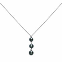 Mikimoto 18K White Gold Black South Sea Pearl and Diamond Pendant Necklace