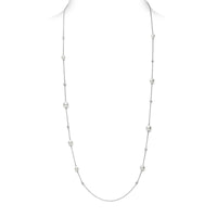 Mikimoto 18K White Gold Akoya Cultured Pearl and Diamond Station Necklace