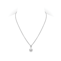 Mikimoto 18K White Gold White South Sea Pearl Pendant with Diamond Accents