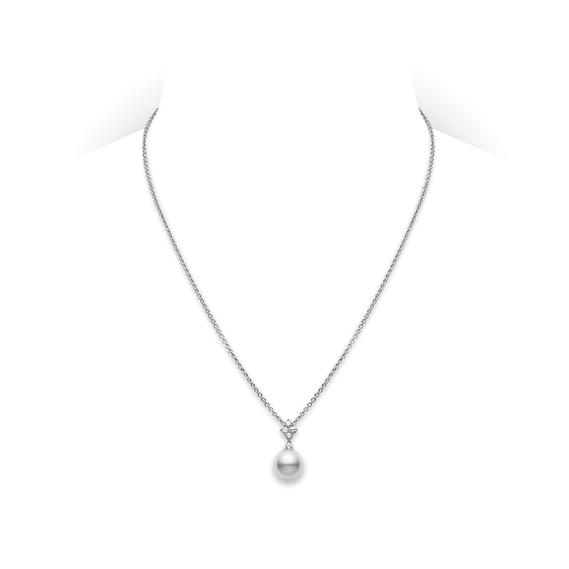 18K White Gold White South Sea Pearl Pendant with Diamond Accents
