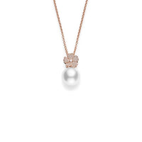 Mikimoto 18K Rose Gold Cherry Blossom White South Sea Cultured Pearl and Diamond Pendant