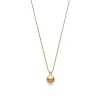 Mikimoto 18K Yellow Gold South Sea Pearl Pendant with Pave Diamonds