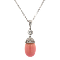 Eclat Jewels Platinum Conch Pearl Diamond Bail Necklace