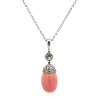 Eclat Jewels Platinum Conch Pearl Diamond Bail Necklace