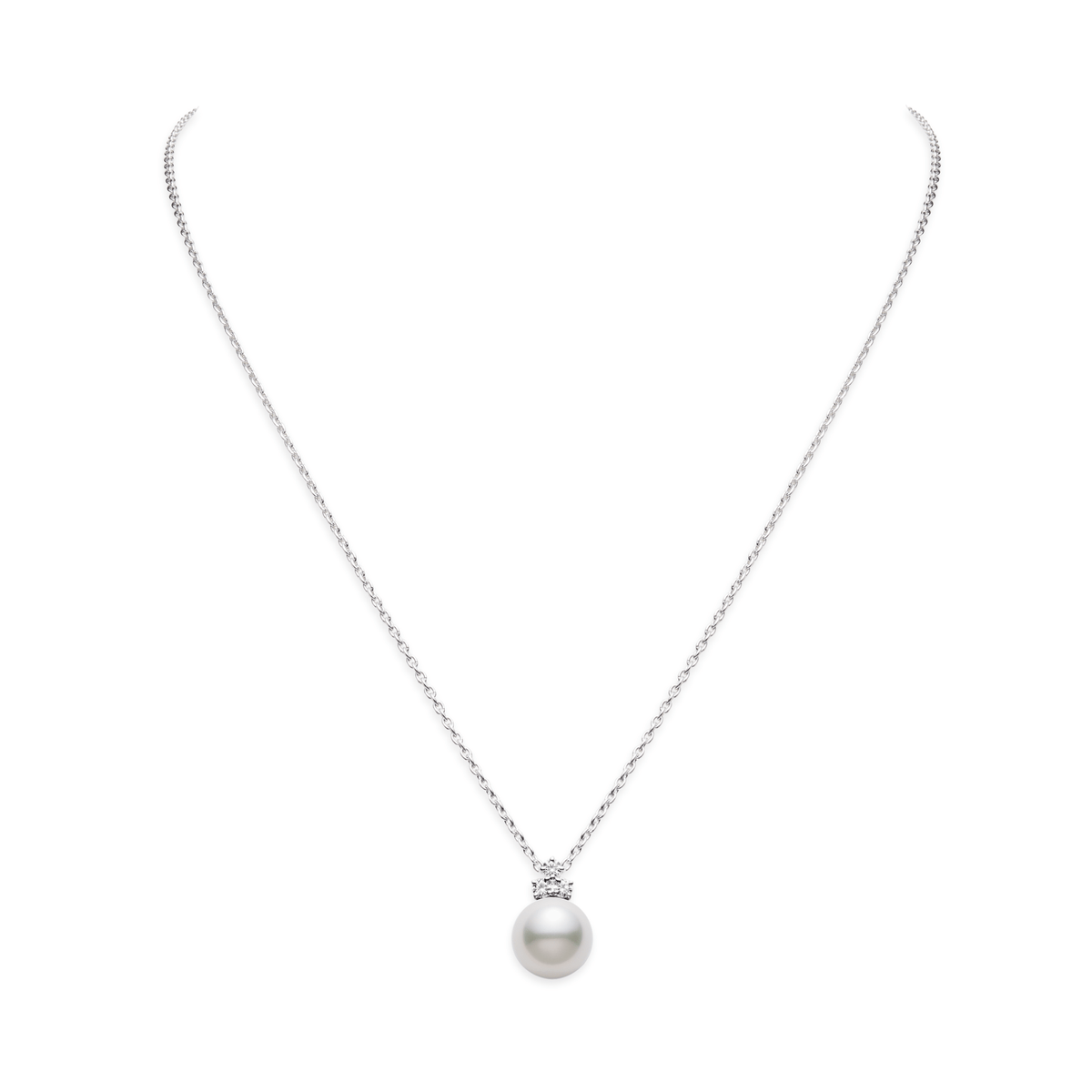 Mikimoto 18K White Gold Pearl and Diamond Necklace