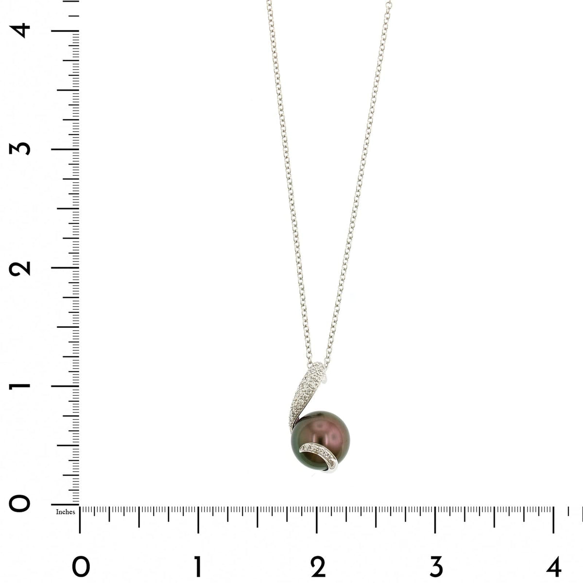 Mikimoto 18K White Gold Black South Sea Pearl And Diamond Pendant