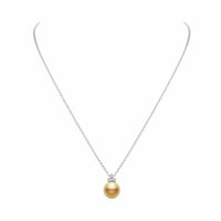 Mikimoto 18K White Gold Golden South Sea Pearl and Diamond Pendant Necklace