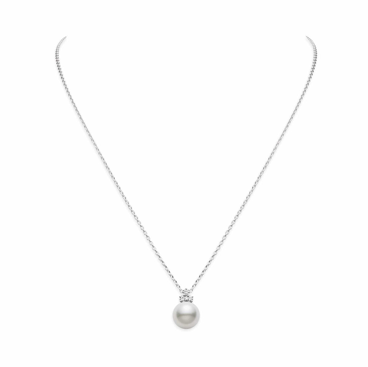 Mikimoto 18K White Gold White South Sea Pearl and Diamond Pendant Necklace