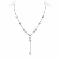 Mikimoto 18K White Gold Pearls In Motion Cultured Pearl and Diamond Pendant Necklace