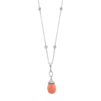 Eclat Jewels Platinum Conch Pearl and Diamond Drop Pendant Necklace