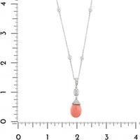 Eclat Jewels Platinum Conch Pearl and Diamond Drop Pendant Necklace