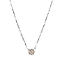 14K White Gold Round Pearl and Diamond Halo Pendant Necklace