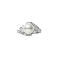 Mikimoto 18K White Gold Pearl and Diamond Ring