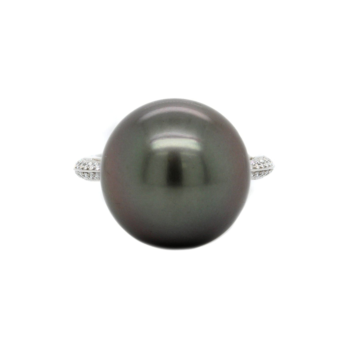 Mikimoto Platinum Black South Sea Pearl And Diamond Ring