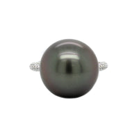 Mikimoto Platinum Black South Sea Pearl And Diamond Ring