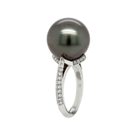 Mikimoto Platinum Black South Sea Pearl And Diamond Ring