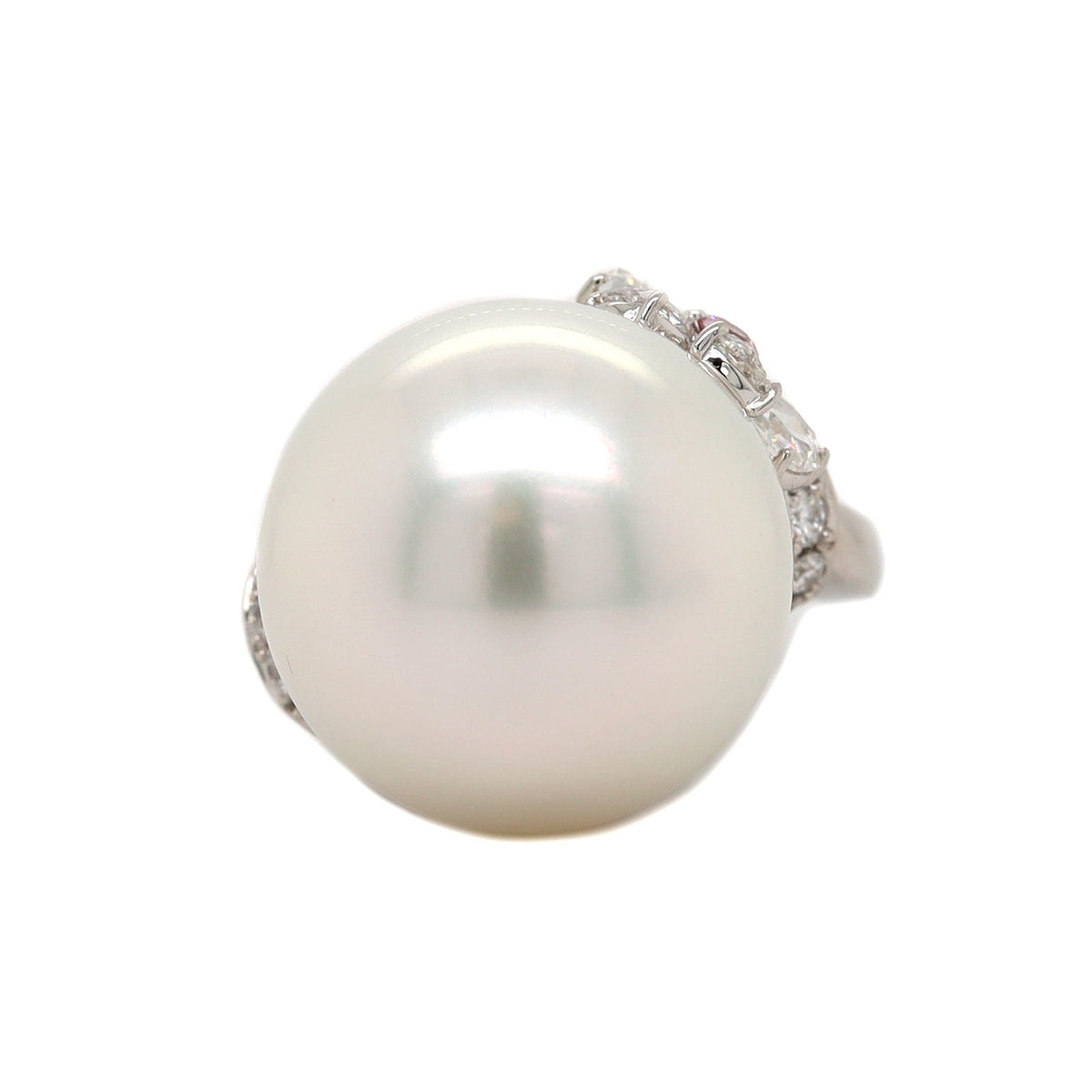 Mikimoto Platinum White South Sea Pearl and Diamond Ring