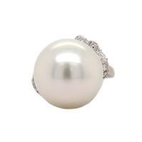 Mikimoto Platinum White South Sea Pearl and Diamond Ring