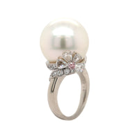 Mikimoto Platinum White South Sea Pearl and Diamond Ring