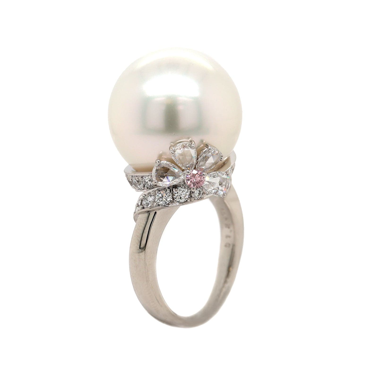 Mikimoto Platinum White South Sea Pearl and Diamond Ring