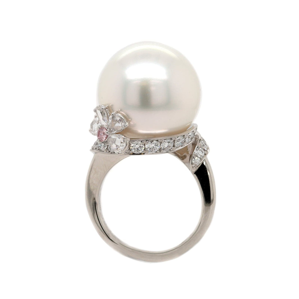Mikimoto Platinum White South Sea Pearl and Diamond Ring