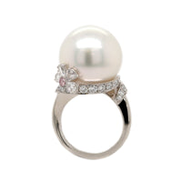 Mikimoto Platinum White South Sea Pearl and Diamond Ring