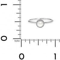 14K White Gold Pearl and Diamond Halo Ring