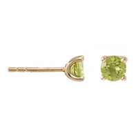14K Yellow Gold Round Peridot Stud Earrings