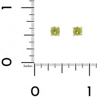 14K Yellow Gold Round Peridot Stud Earrings