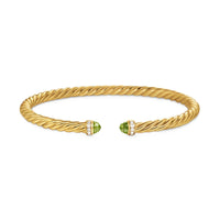 Cablespira® Flex Bracelet 18K Yellow Gold with Peridot and Diamonds, 4mm