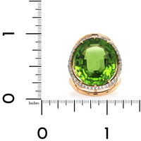 Eclat Jewels 18K Rose Gold Oval Peridot and Diamond Halo Ring