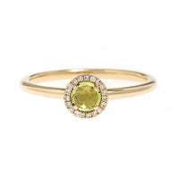 14K Yellow Gold Peridot and Diamond Halo Ring