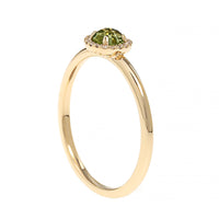 14K Yellow Gold Peridot and Diamond Halo Ring