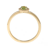 14K Yellow Gold Peridot and Diamond Halo Ring