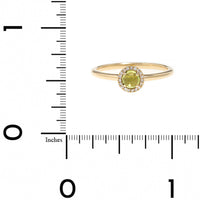 14K Yellow Gold Peridot and Diamond Halo Ring