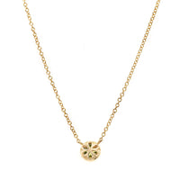 14K Yellow Gold Round Peridot and Diamond Halo Pendant Necklace