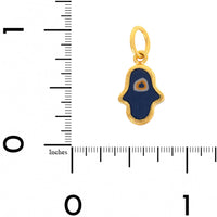 24K Yellow Gold Blue Quartz Evil Eye Hamsa Charm