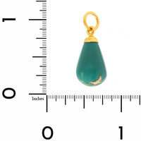 24K Yellow Gold Turquoise Teardrop Charm