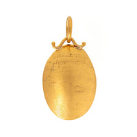 24K Yellow Gold Bezel Set Oval Aquamarine Charm