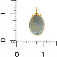 24K Yellow Gold Bezel Set Oval Aquamarine Charm