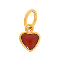 24K Yellow Gold Coral Tiny Heart Charm