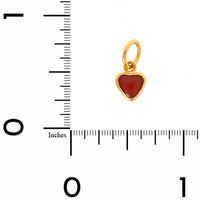 24K Yellow Gold Coral Tiny Heart Charm